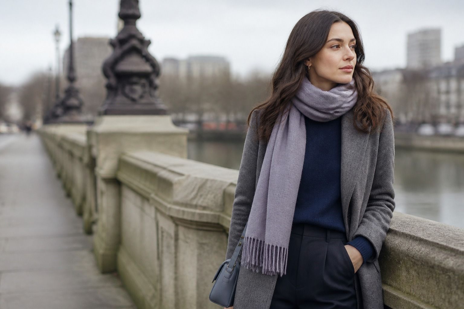 Soft Winter color palette with cool dark neutrals and controlled accents